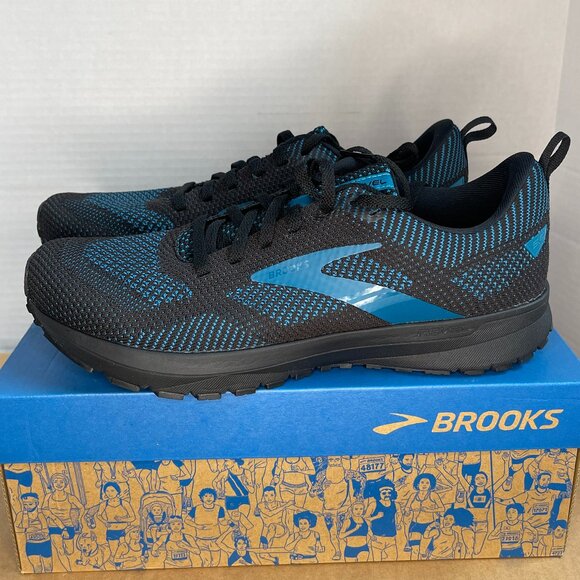 MEN'S BROOKS REVEL 5 RUNNING SHOES (110374 1D 038) SIZE 10 COLOR BLACK/EBONY - Picture 1 of 8